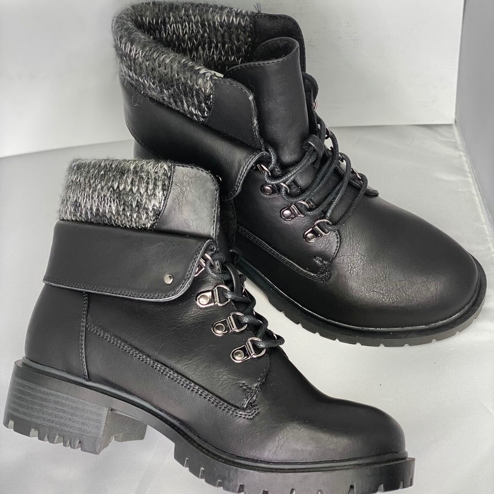 Black Sweater Top Hiker Boots